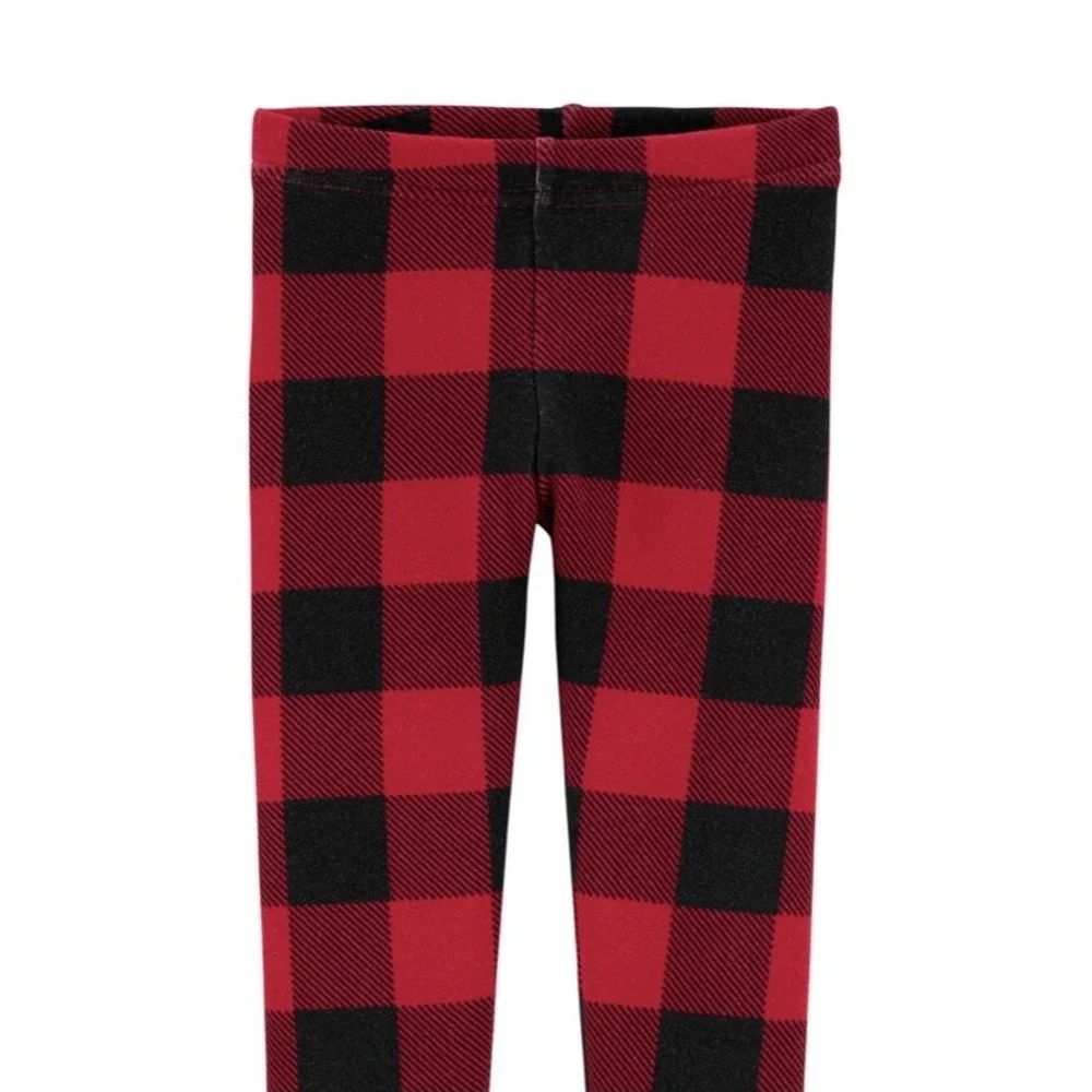 Carters Buffalo Check Cozy Fleece Lined Leggings 3 Months New with Tags Red Nice